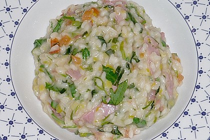 Rucola - Risotto mit Schinken 12