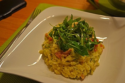 Rucola - Risotto mit Schinken 11