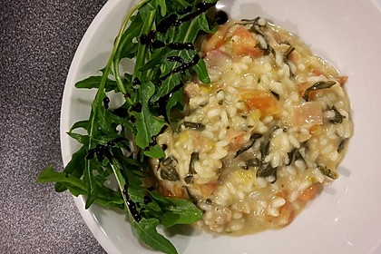 Rucola - Risotto mit Schinken 13