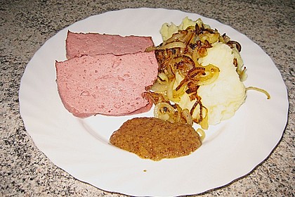 Leberk&auml;se mit Zwiebeln und Spiegelei 4