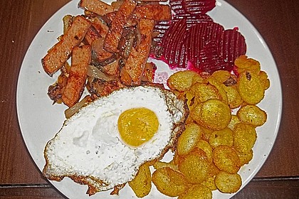 Leberk&auml;se mit Zwiebeln und Spiegelei 6