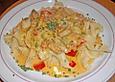 Putenpfanne mit Gem&uuml;se und Bandnudeln