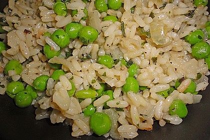 Einfaches Erbsenrisotto mit Basilikum 2