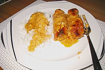 Gefüllte Schinkenröllchen