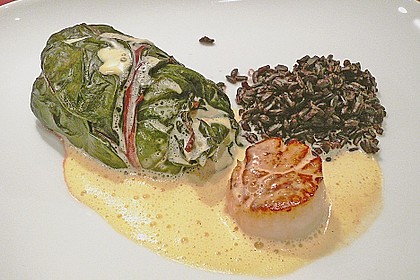 Jakobsmuscheln im Mangoldblatt an Vanilleschaum 1