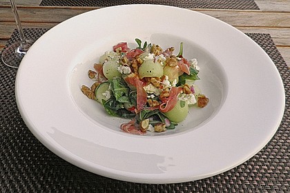 Melonen - Salat mit Rucola und Parmaschinken 1