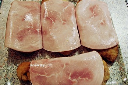 Schweineschnitzel rustikal mit Speck - Champignon - Wein - Sauce und Bergk&auml;se &uuml;berbacken 3