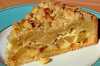 Apfelkuchen mit Puddingcreme und Streuseln 4