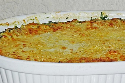 Blattspinat in Sahnesauce mit K&auml;se &uuml;berbacken