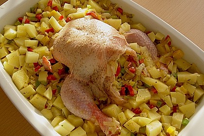 Brath&auml;hnchen mit Kartoffel - Paprika - F&uuml;llung 1