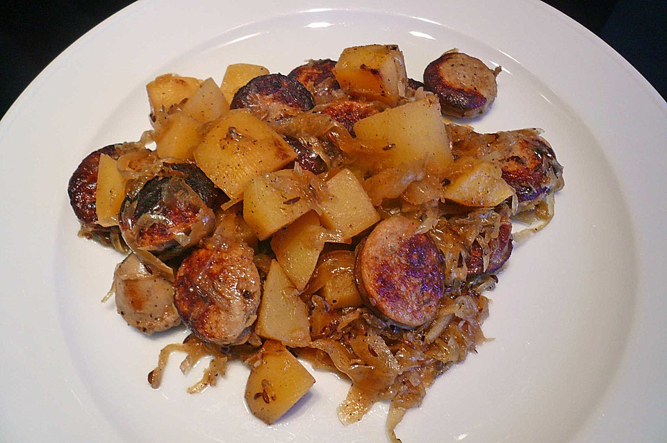 Bratwurst Sauerkraut Pfanne (Rezept mit Bild) Chefkoch.de