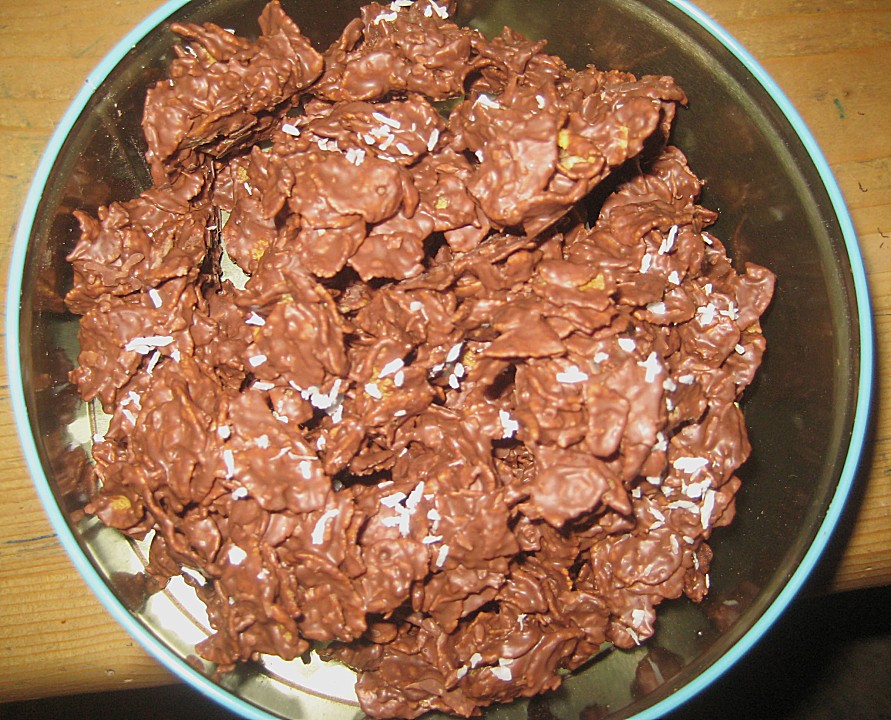 Cornflakes - Kokos - Berge mit Vollmilch und weißer Schokolade (Rezept ...