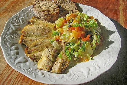 Lauwarmer Salat von Chayote und S&uuml;&szlig;kartoffel mit gegrillten Sardinenfilets 2