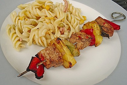 Karibisches H&auml;hnchenfilet mit Paprika - Ananas - Spie&szlig;