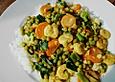 Garnelen - Curry mit Erbsen und M&ouml;hren
