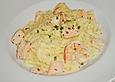 Spaghetti mit Lachs und Krabben in Kokoscremesauce