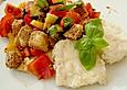 Kabeljau auf ligurischem Brotsalat