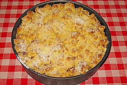 Apfelkuchen mit Vanillecreme und Streuseln 10