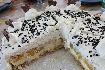 Pudding - Pfirsichtorte mit Knusperboden