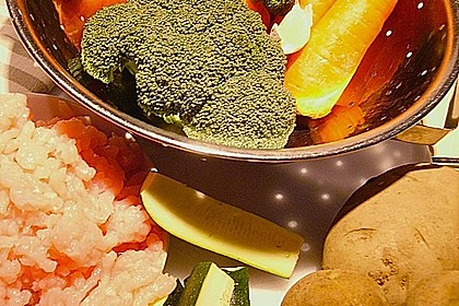 Bunte Putenhackb&auml;llchen mit Pfannengem&uuml;se