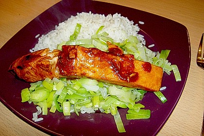 Lachs-Teriyaki auf Porreegem&uuml;se 2