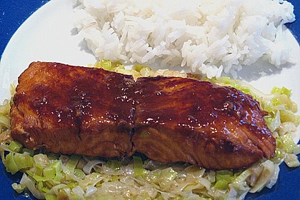 Lachs-Teriyaki auf Porreegem&uuml;se 5