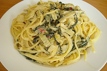 Spaghetti mit Mangold - Fetacreme 2