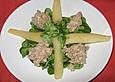 Feldsalat mit ged&uuml;nsteten Birnen und Terrine de Figatelli