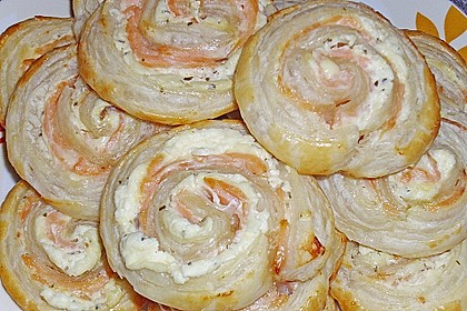 Bl&auml;tterteig - Lachs - Schnecken 5