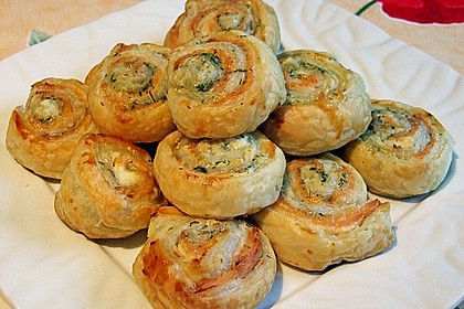 Bl&auml;tterteig - Lachs - Schnecken 8