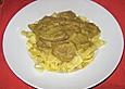 Schweinefilet in Bananen - Curry - Sauce an Tagliatelle