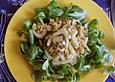 Feldsalat mit roten Linsen und Fenchel
