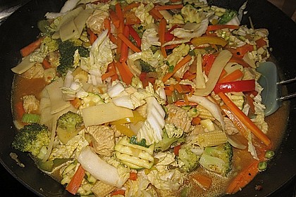 Erlesene Gem&uuml;sevariation mit Putenbruststeifen  im WOK zubereitet 4