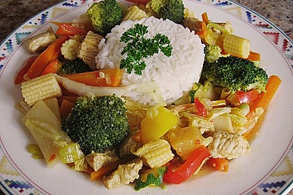 Erlesene Gem&uuml;sevariation mit Putenbruststeifen  im WOK zubereitet 5