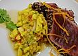 Thunfischfilet in Zimt - Sesam - Kruste auf Chili - Mango - Salat