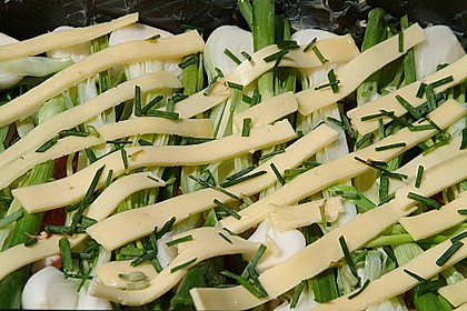 &Uuml;berbackene Fr&uuml;hlingszwiebeln