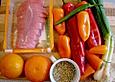Putenmedaillons auf einer fruchtigen Paprika - Buchweizen - Mischung