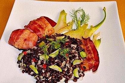 Schwarzer Linsensalat mit Fenchel, Bacon und Ziegenfrischk&auml;se 1