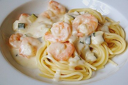 Spaghetti mit Garnelen in Wei&szlig;wein - Sahnesauce 2