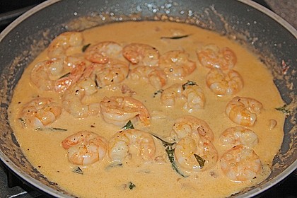 Spaghetti mit Garnelen in Wei&szlig;wein - Sahnesauce 4