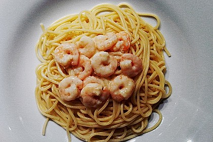 Spaghetti mit Garnelen in Wei&szlig;wein - Sahnesauce 6