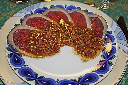 Carpaccio von ger&auml;ucherter G&auml;nsebrust