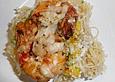Scampi auf gratinierten Reisnudeln