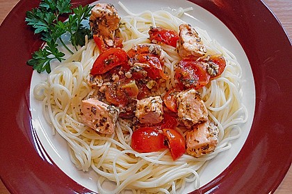 Spaghetti mit Lachs und Kirschtomaten 1