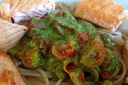 Spaghetti mit Lachs und Kirschtomaten 12