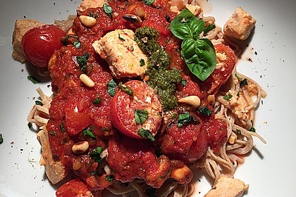 Spaghetti mit Lachs und Kirschtomaten 6