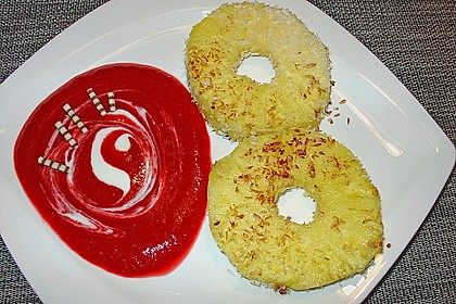 Ananas - Kokos - Ringe mit Himbeeren