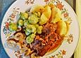 Hasenr&uuml;cken mit Traubensauce und Bananen
