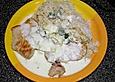 Gorgonzola - Putenschnitzel auf Reisbett