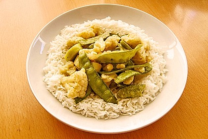 Zuckererbsen-Blumenkohl-Curry